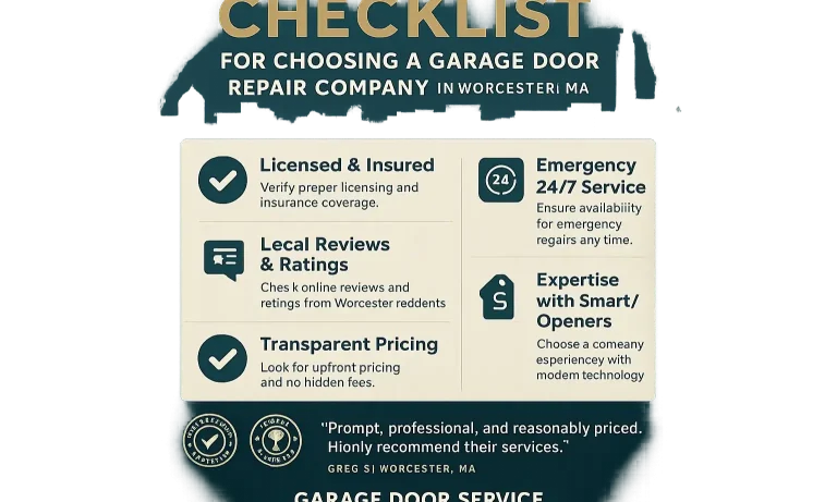 Use this checklist to confidently select a trusted Worcester garage door repair company that fits your needs and offers reliable, transparent service.