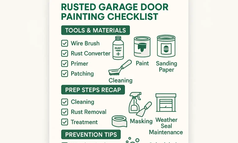 Use this comprehensive checklist to confidently prep and paint your rusted garage door and maintain it for lasting rust resistance and beauty.