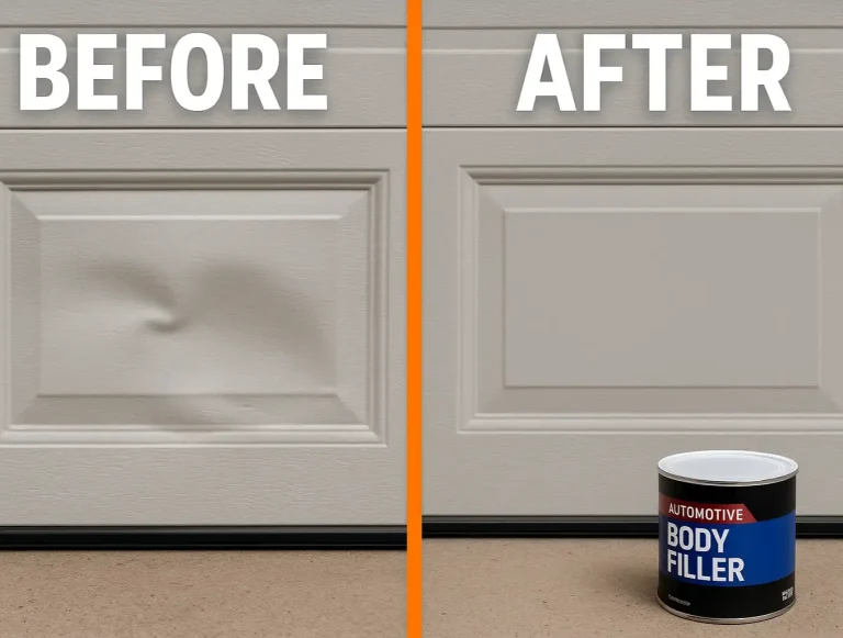 garage door dent repair body filler photo