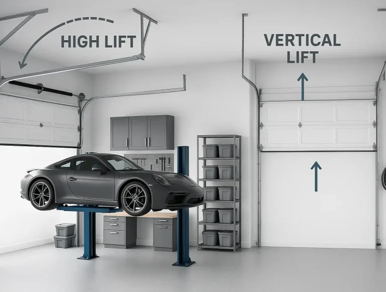vertical vs high lift garage doors photo