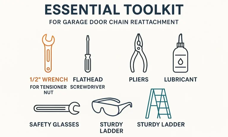 Visual guide for proper garage door chain tension