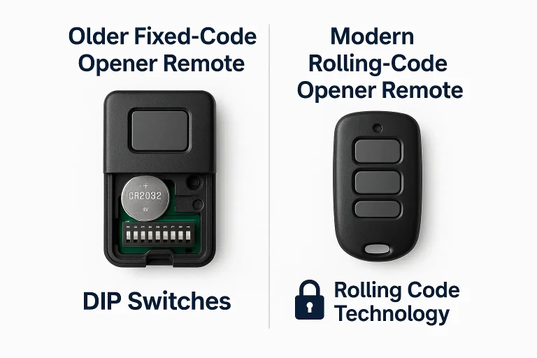 Visual timeline that builds trust by explaining the security evolution from vulnerable fixed-code openers to modern rolling-code technology — empowering informed decisions.