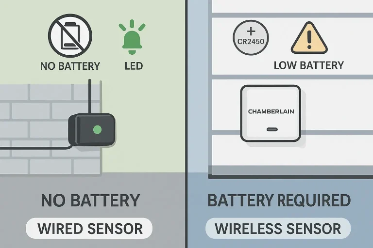 Wired Safety Sensors vs Wireless MyQ Sensors