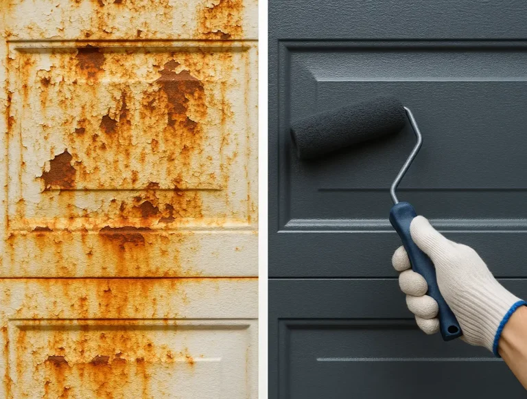 prep paint rusted garage door photo